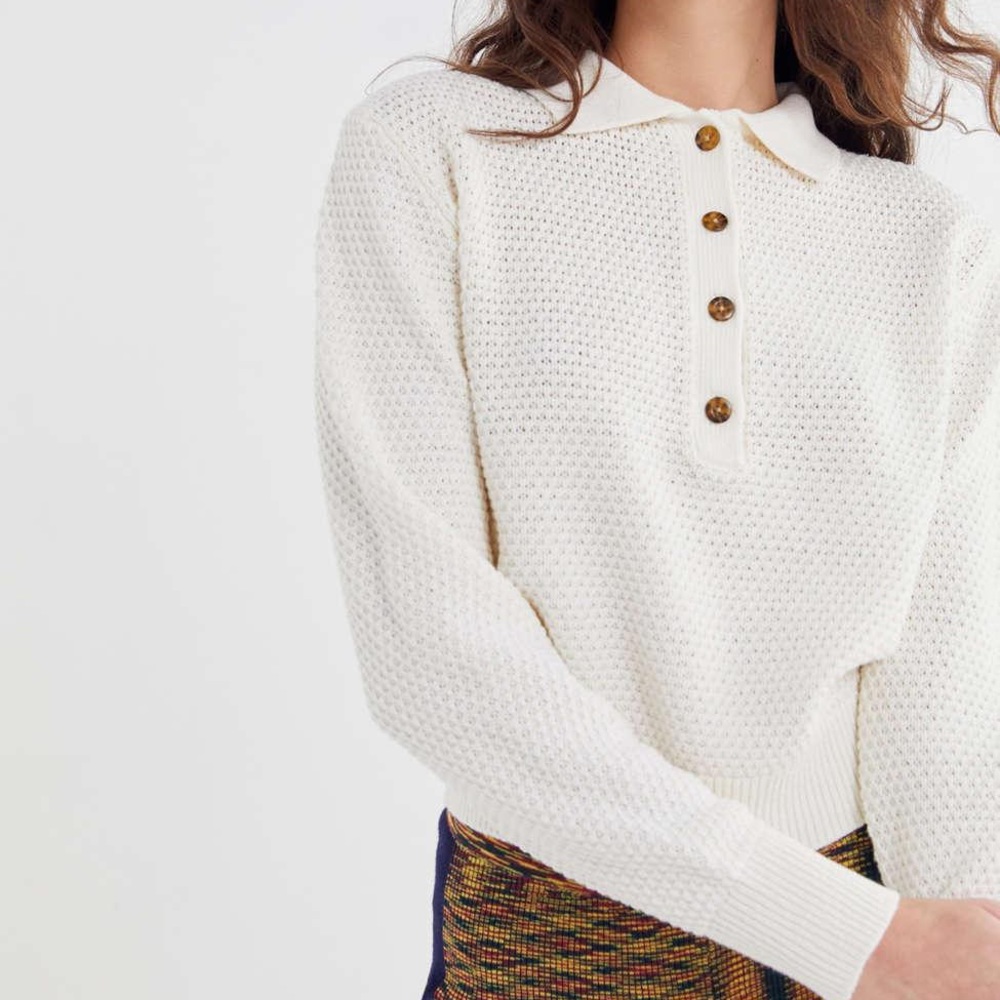 UO Ricky Waffle Long Sleeve Polo Shirt